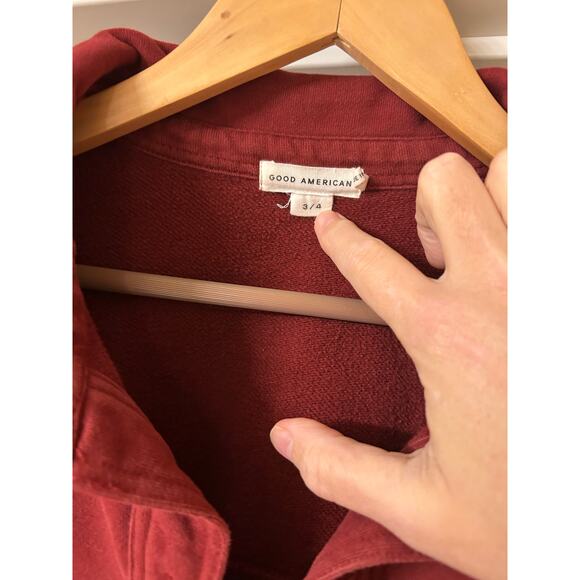 Good American Sueded Fleece Shacket Shirt Jacket Burgundy Size 3-4 - Picture 6 of 9